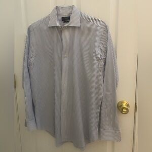 Polo Ralph Lauren Men's White and Blue Pinstripe Shirt size 16 1/2